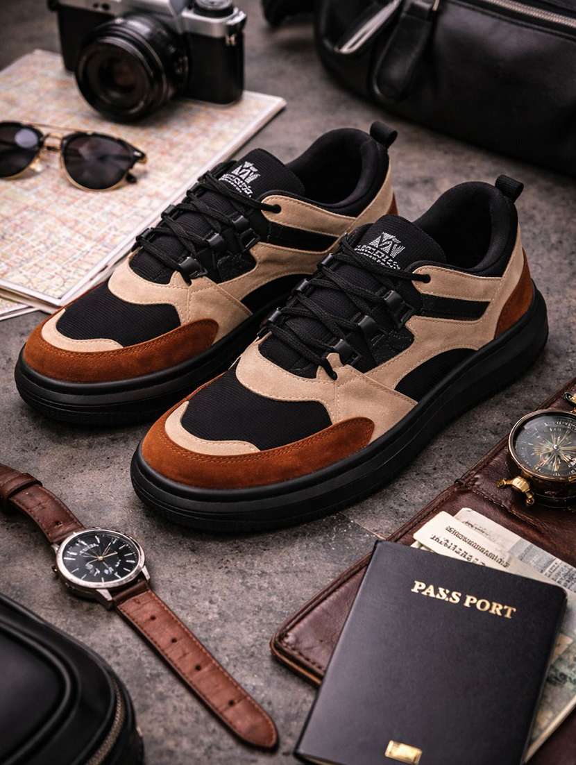 men color block lace up sneaker