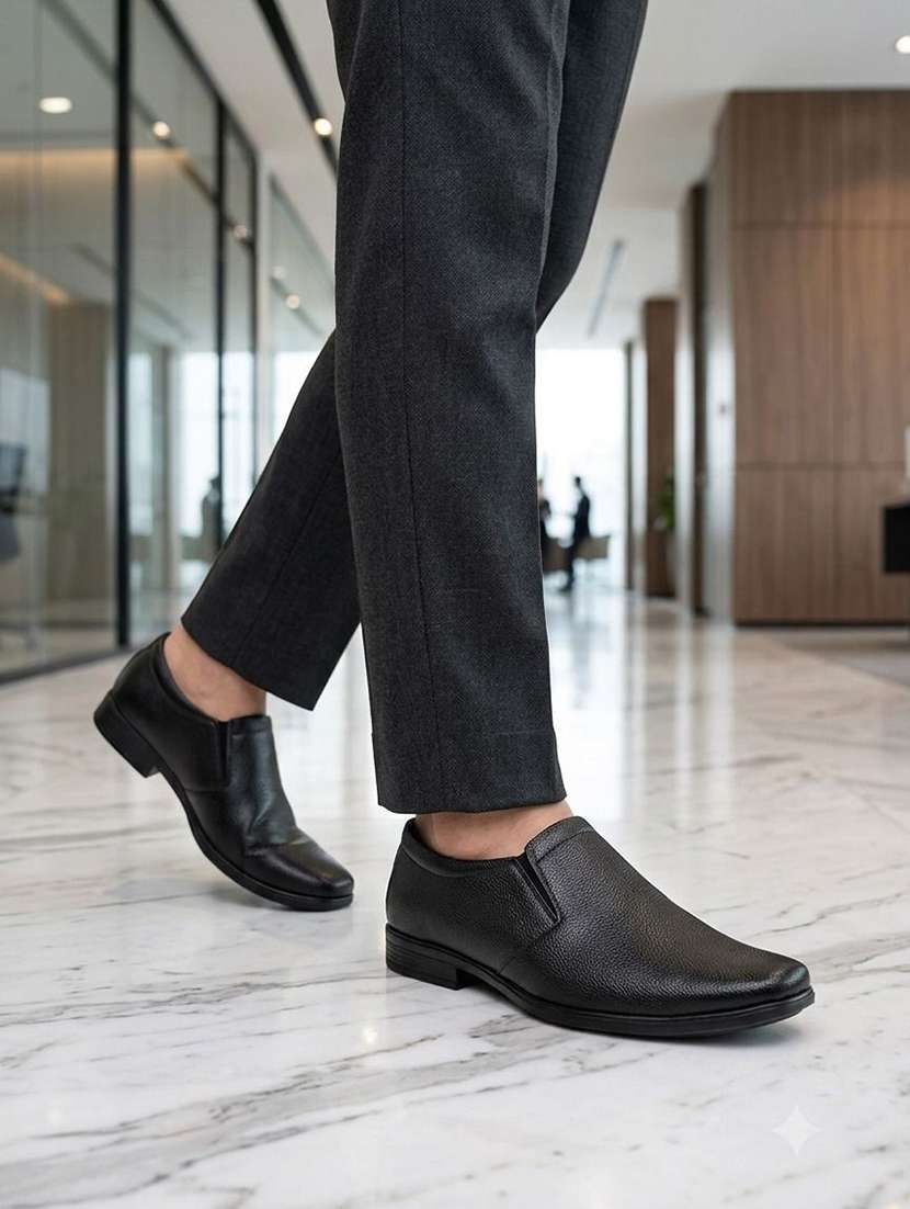 men textured slip on formal shoes - 22602885 -  Standard Image - 5