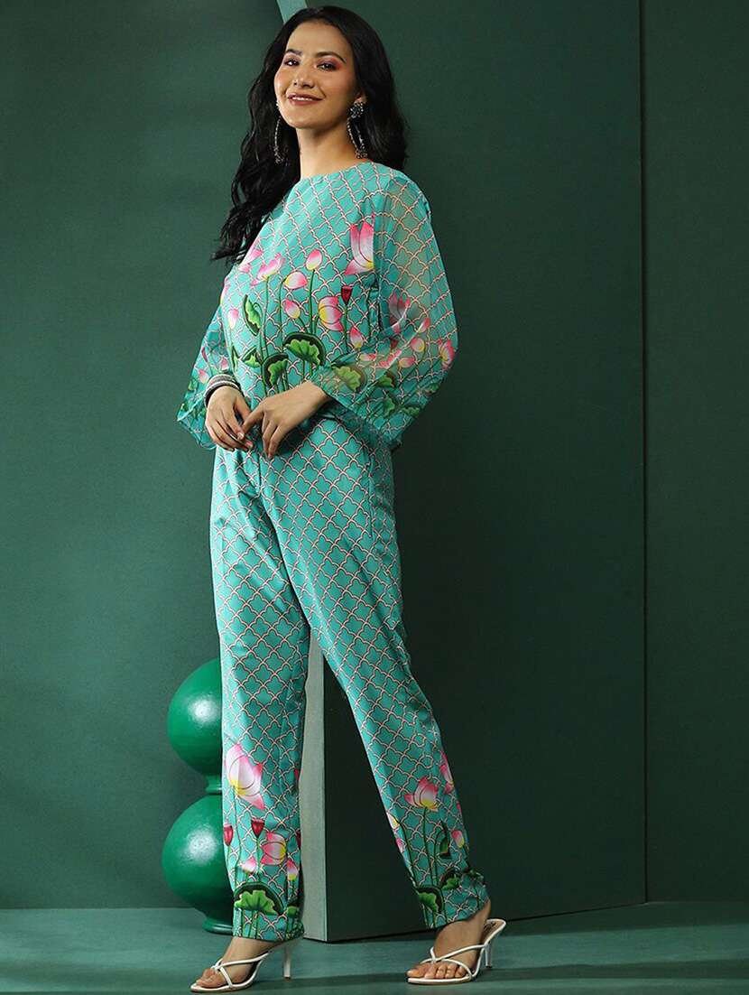 Women Printed Long Sleeves Top And Trouser Co-ord Set - 22603024 -  Standard Image - 3