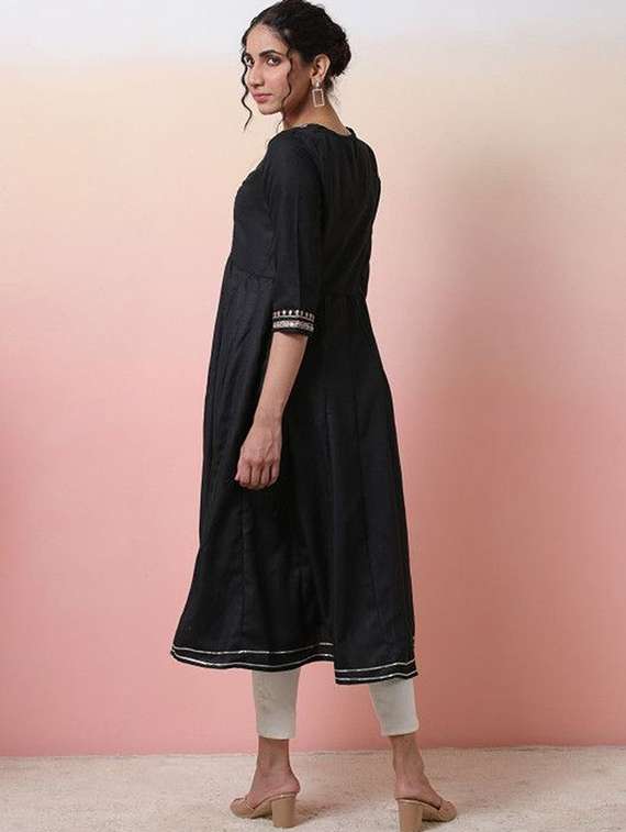 women embellished three quarter sleeves anarkali kurta - 22603034 -  Standard Image - 3