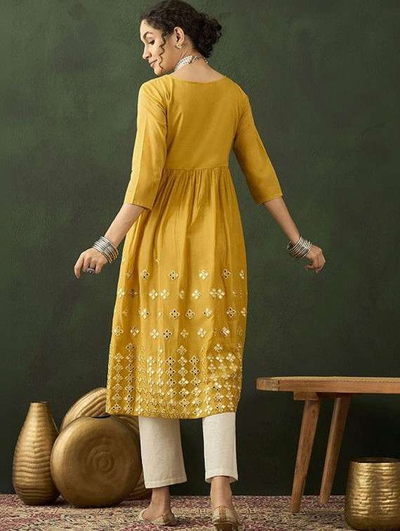 women embroidered three quarter sleeves anarkali  kurta - 22603040 -  Standard Image - 3