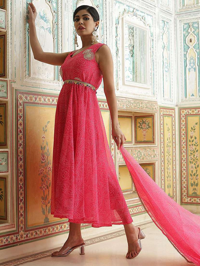 women printed sleeveless kurta dupatta set - 22603044 -  Standard Image - 3