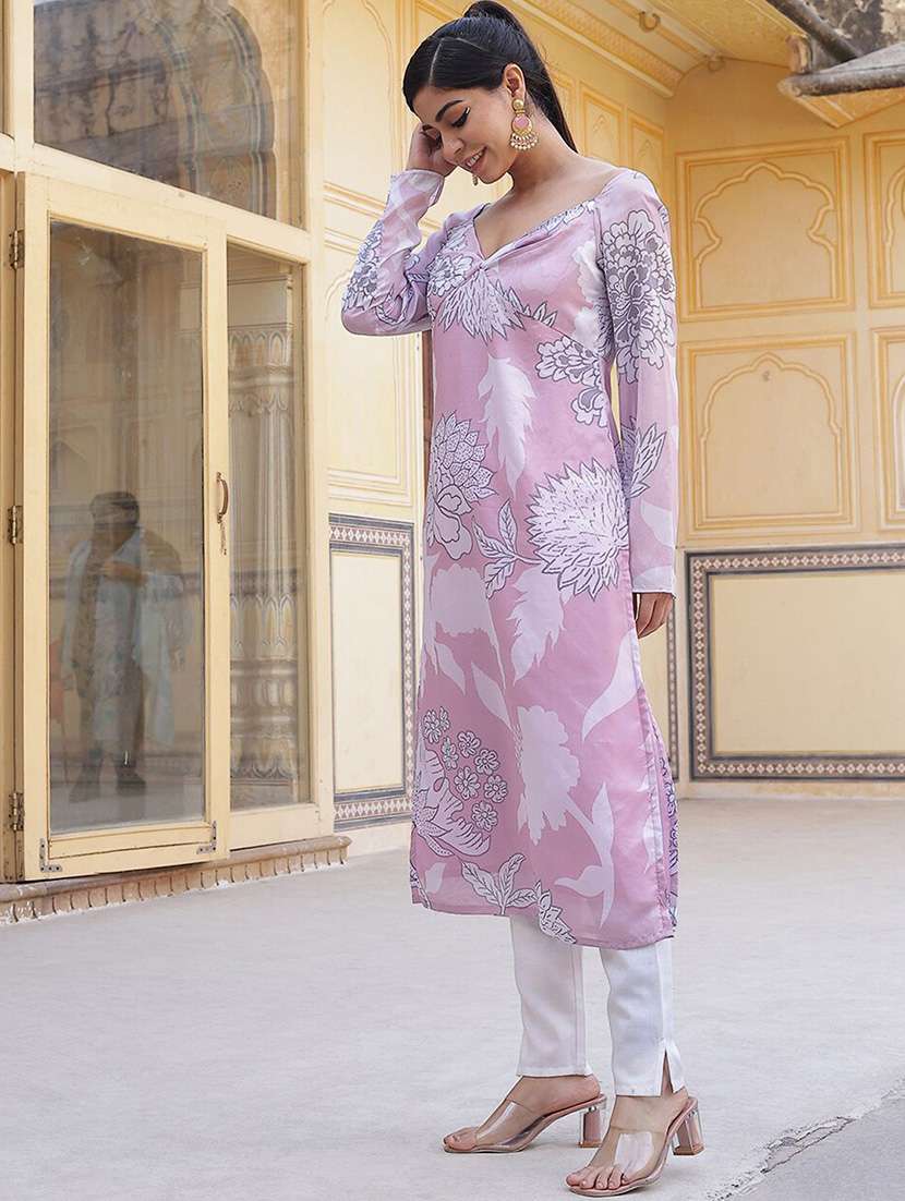 Women Printed Long Sleeves Straight Kurta - 22603045 -  Standard Image - 3