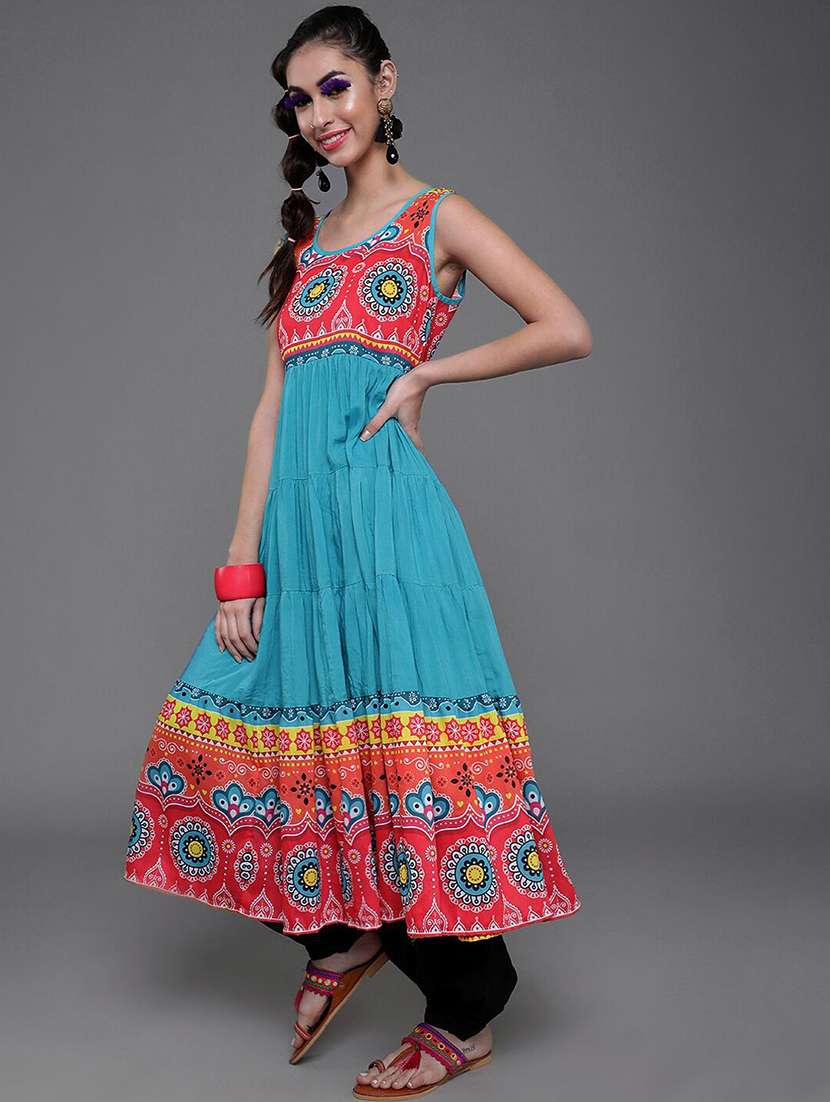 women printed sleeveless anarkali kurta - 22603066 -  Standard Image - 3