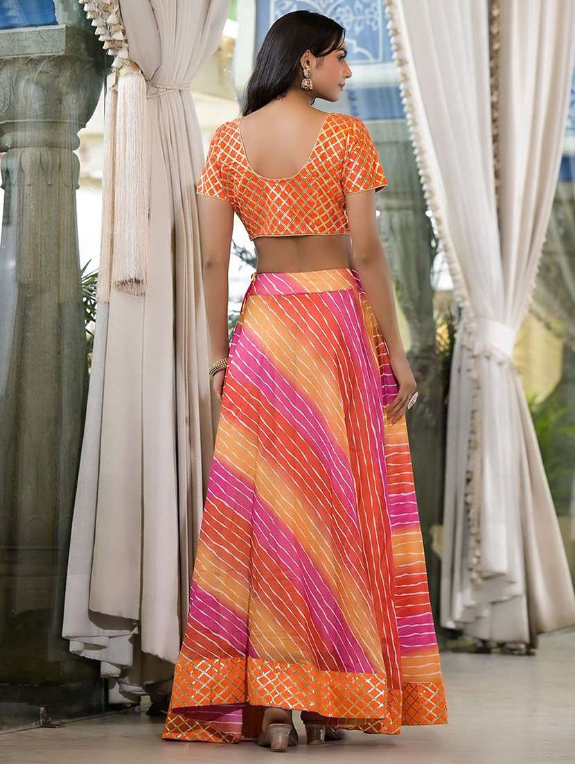 Women Printed Short Sleeves Lehenga Choli Set - 22603103 -  Standard Image - 5