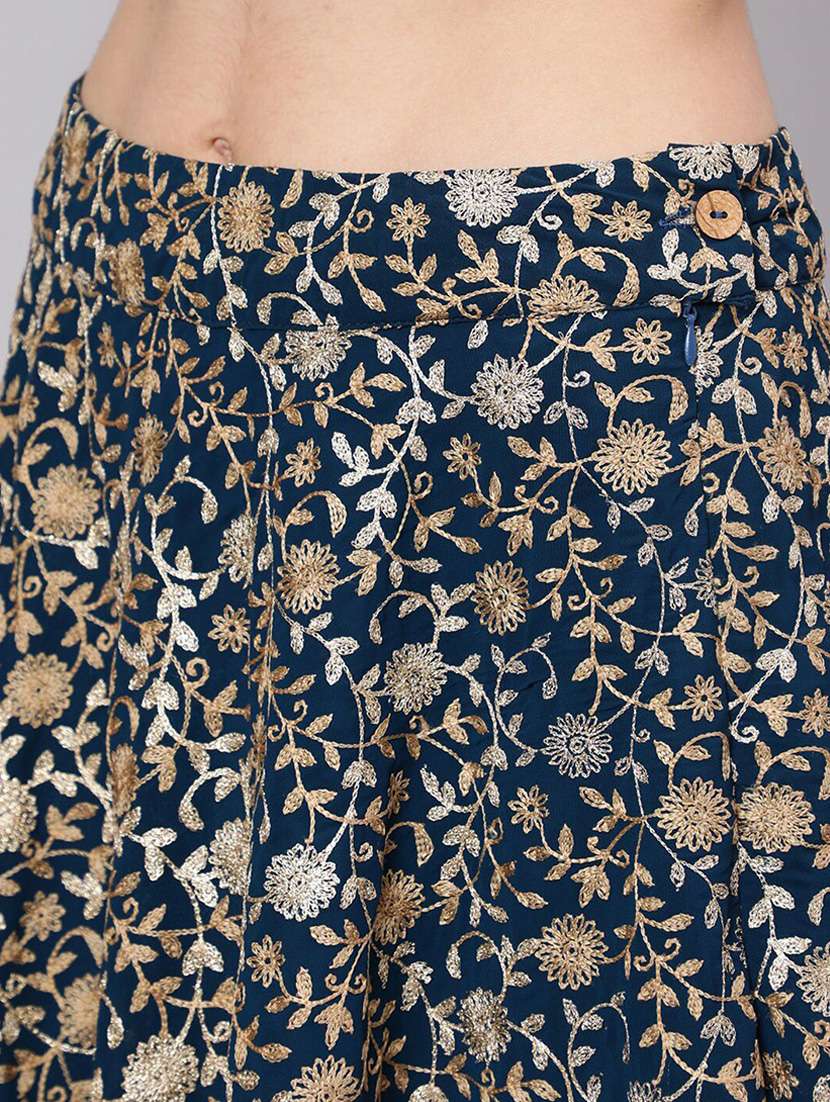 Women Embroidered Sleeveless Top And Skirt Set With Detachable Sleeves - 22603123 -  Standard Image - 5