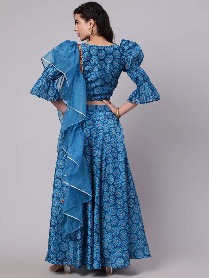 Women Printed Bell Sleeves Lehenga Choli Set - 22603125 -  Standard Image - 3