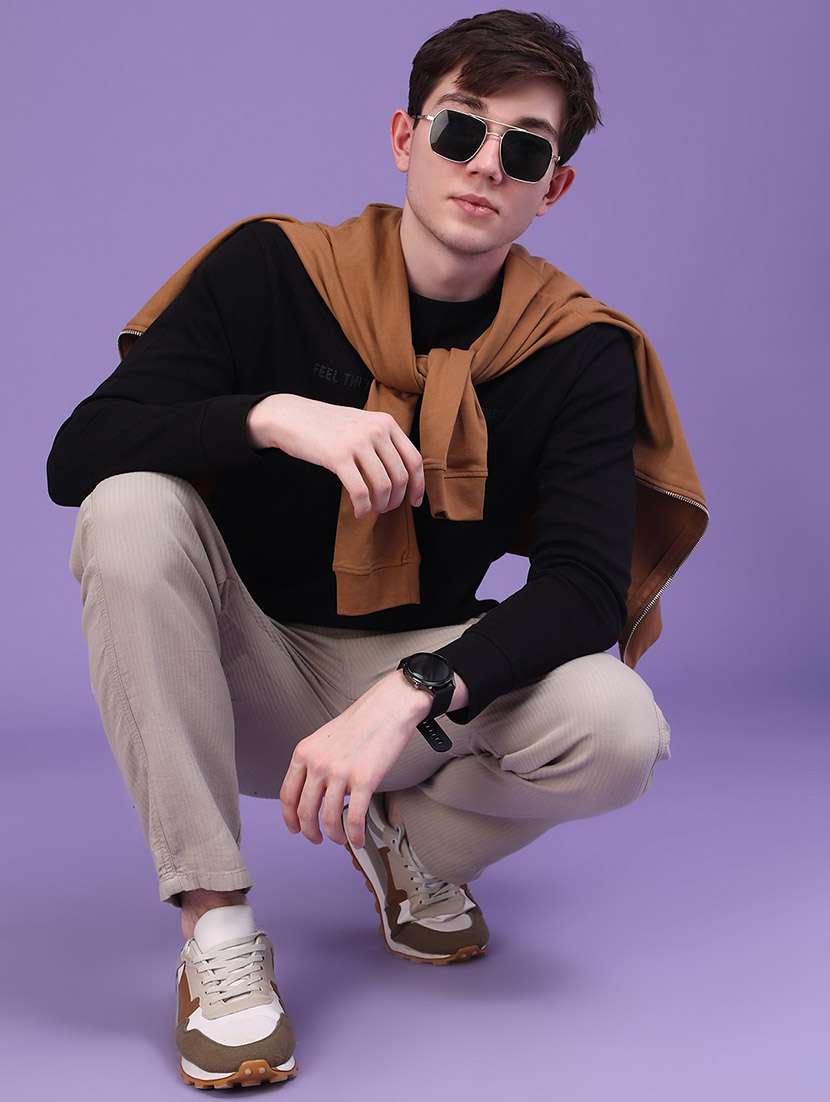 men textured long sleeves regular fit t-shirt - 22603280 -  Standard Image - 5