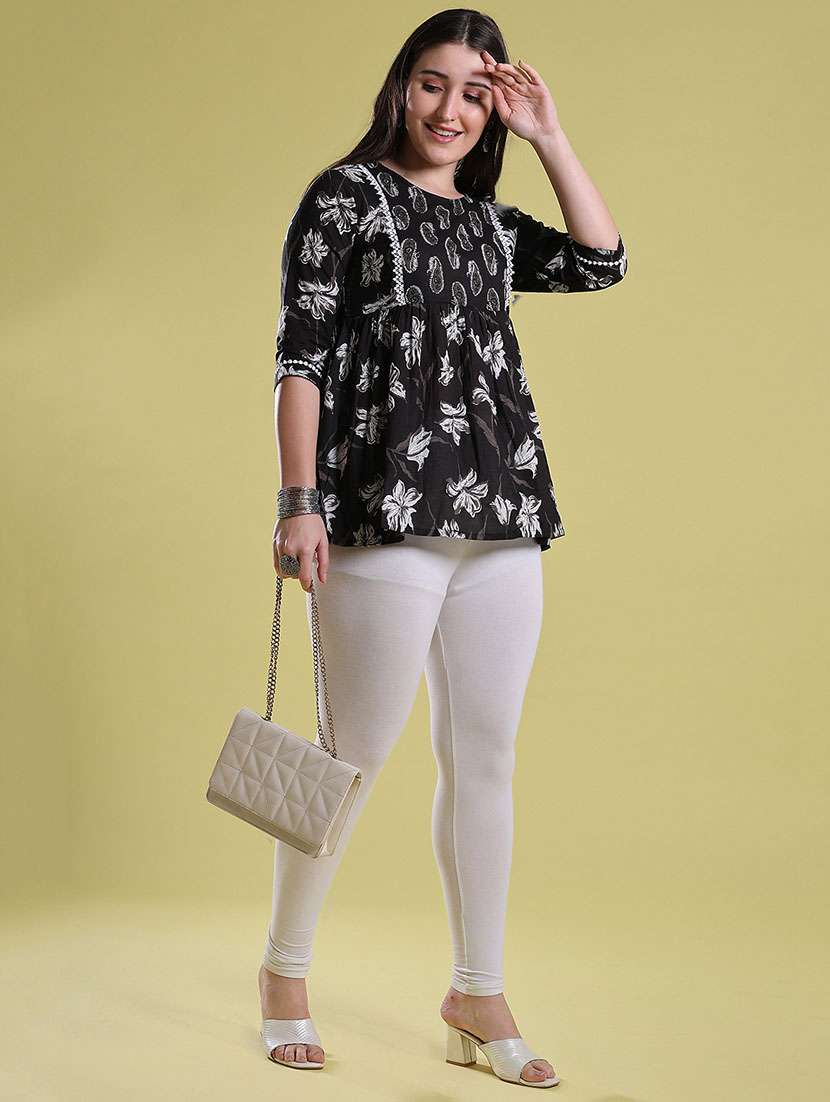 Women Printed Three Quarter Sleeves Flared Kurti - 22603424 -  Standard Image - 5