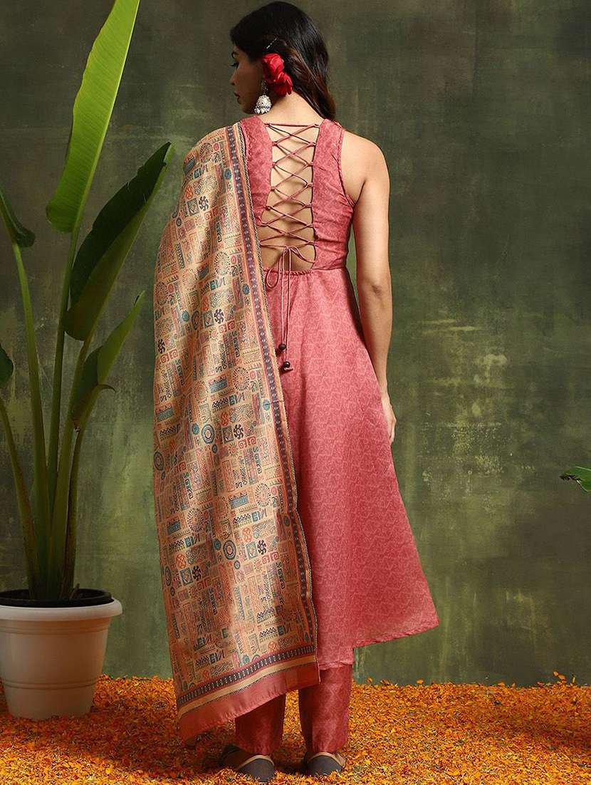 Women Self Design Sleeveless Kurta Pant Set With Dupatta - 22603469 -  Standard Image - 3