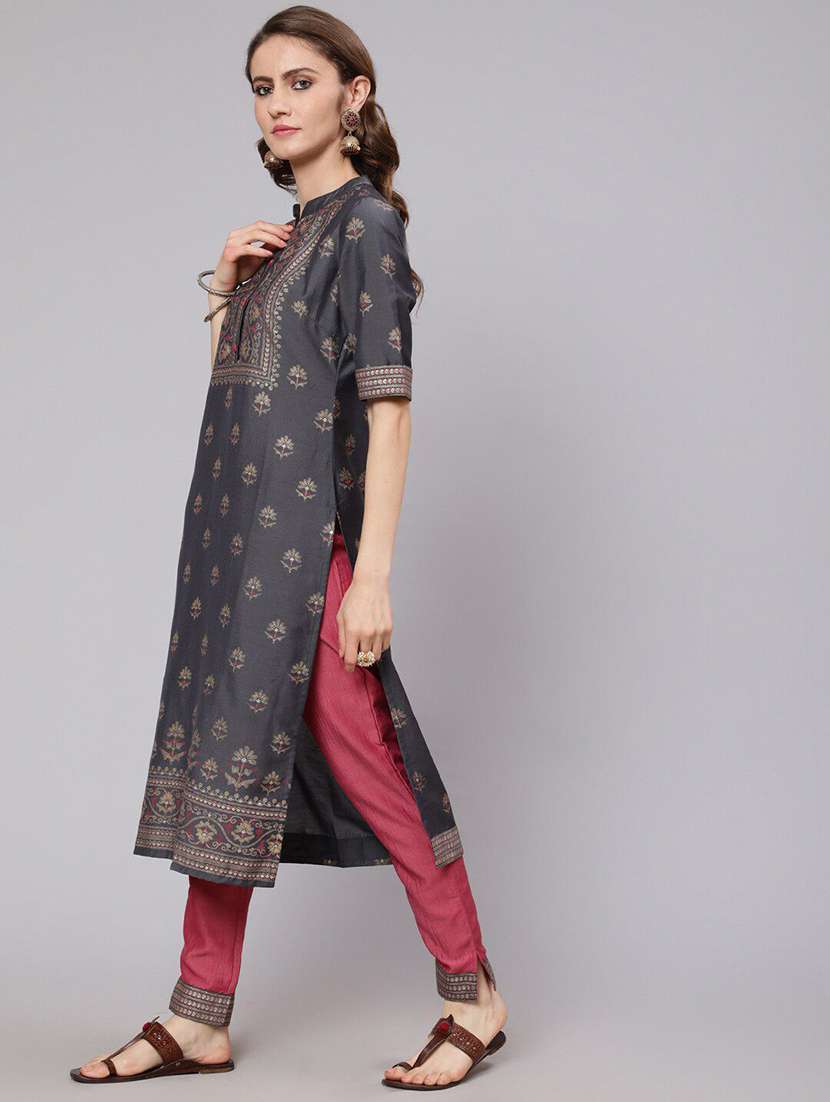 Women Printed Short Sleeves Kurta Pant Set - 22603589 -  Standard Image - 3