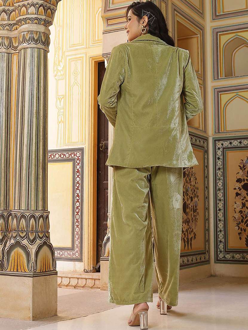 Women Solid Long Sleeves Blazer And Trouser Co-ord Set - 22603658 -  Standard Image - 3