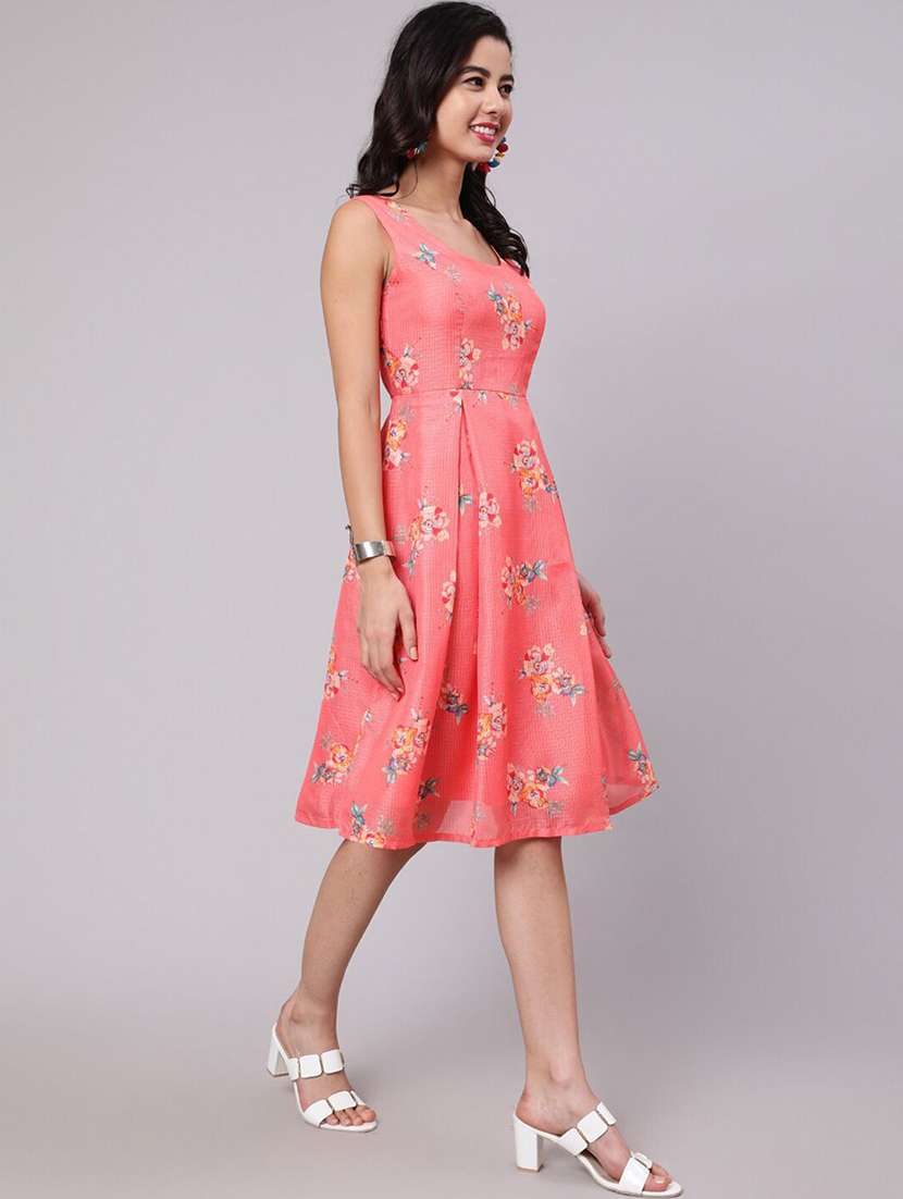 women floral printed sleeveless a-line dress - 22603663 -  Standard Image - 3