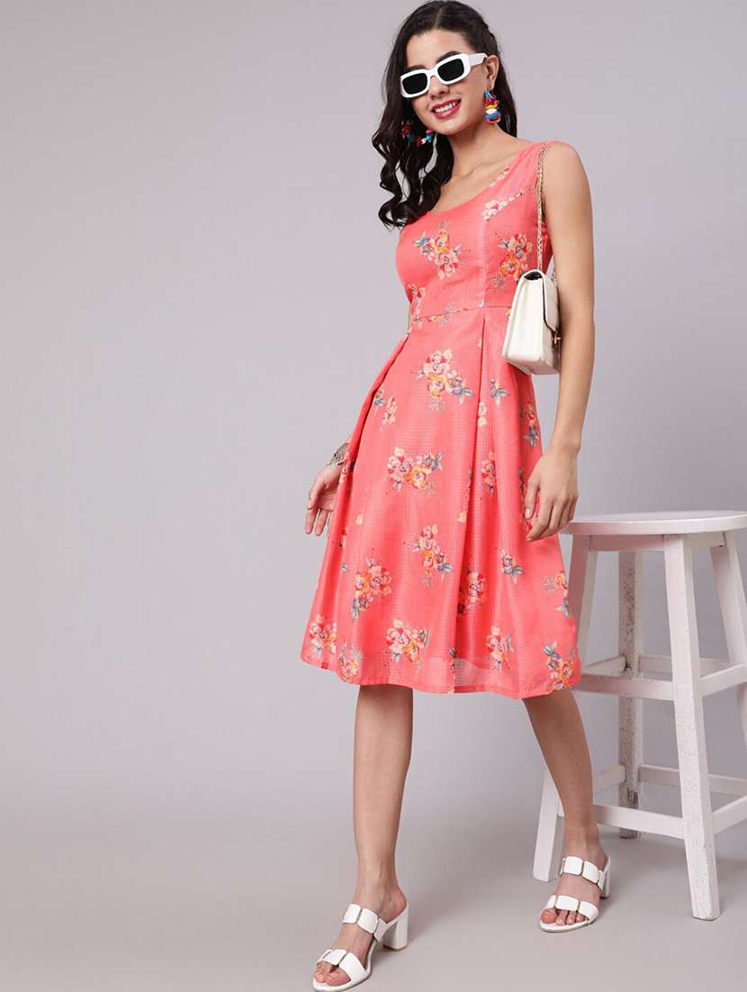 women floral printed sleeveless a-line dress - 22603663 -  Standard Image - 5