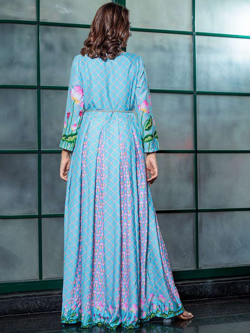 women printed long sleeves fit and flare dress - 22603672 -  Standard Image - 3