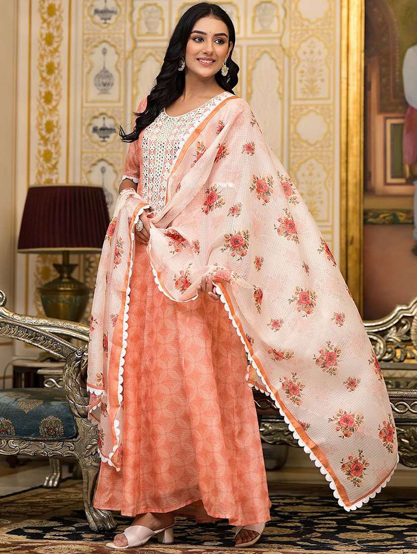 women self design short sleeves kurta dupatta set - 22603712 -  Standard Image - 3