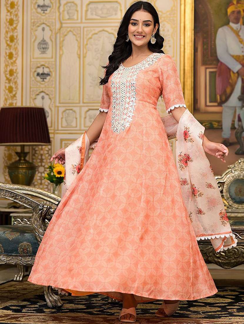 women self design short sleeves kurta dupatta set - 22603712 -  Standard Image - 5