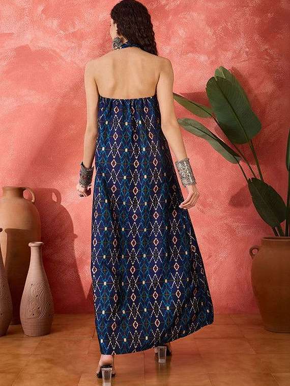 women printed halter neck a-line dress - 22603717 -  Standard Image - 3