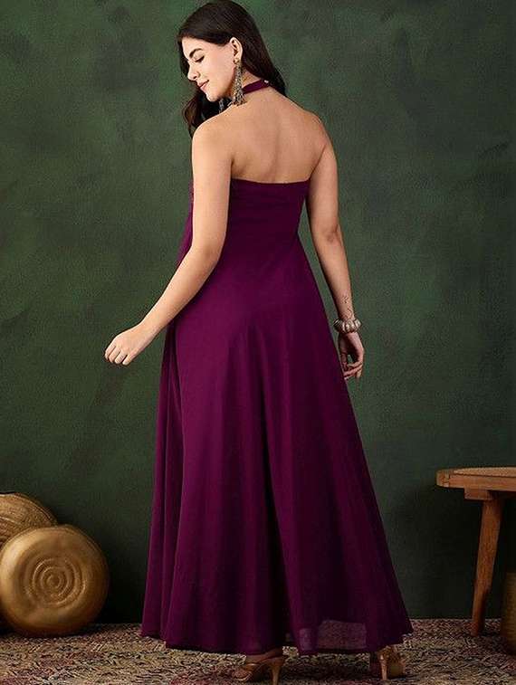 Women Printed Halter Neck Fit And Flare Dress - 22603723 -  Standard Image - 3