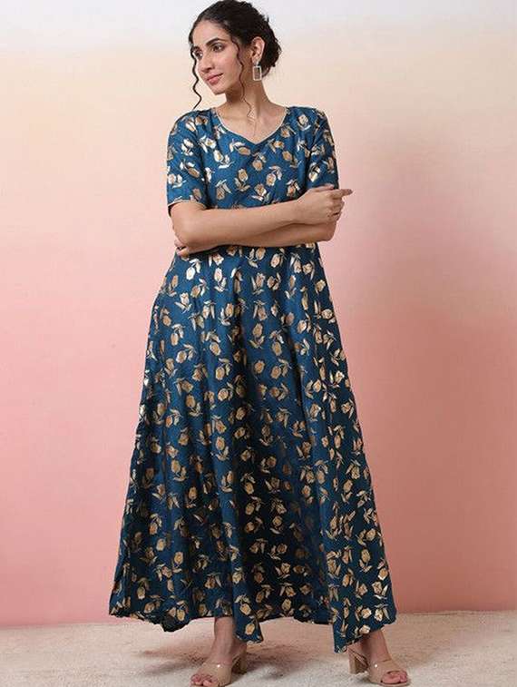 women printed short sleeves fit and flare dress