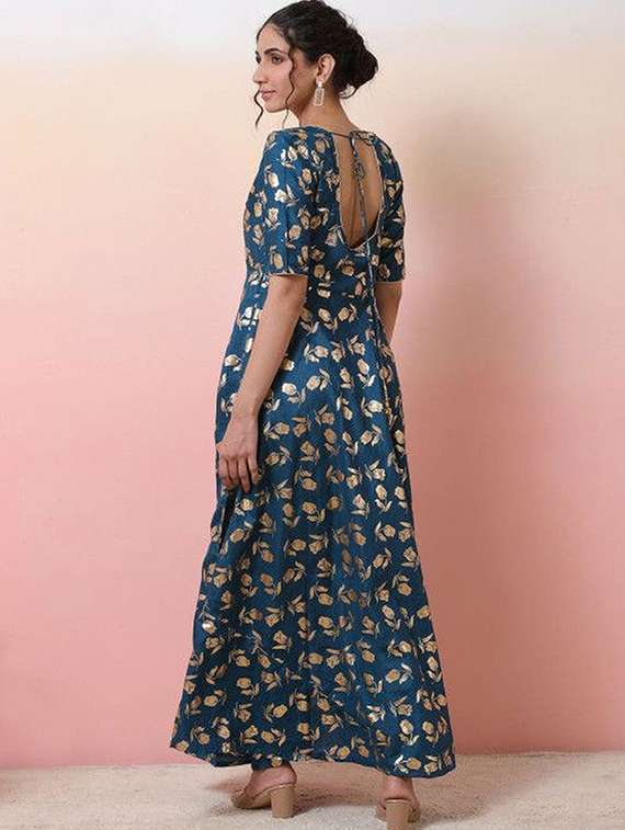 women printed short sleeves fit and flare dress - 22603736 -  Standard Image - 3