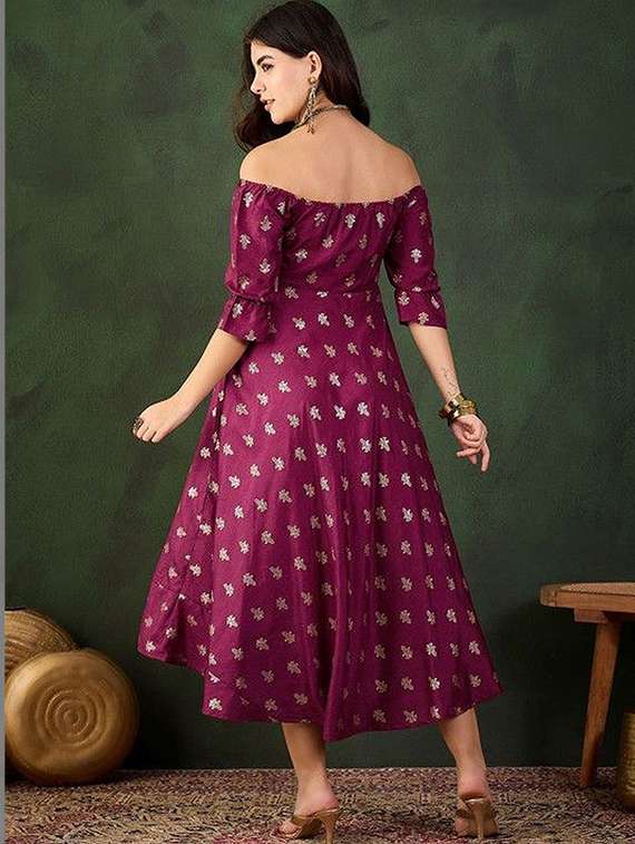 Women Printed Off Shoulder Flared Dress - 22603743 -  Standard Image - 3