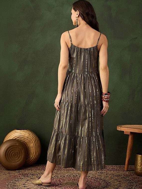 women self design shoulder strap tiered dress - 22603748 -  Standard Image - 3