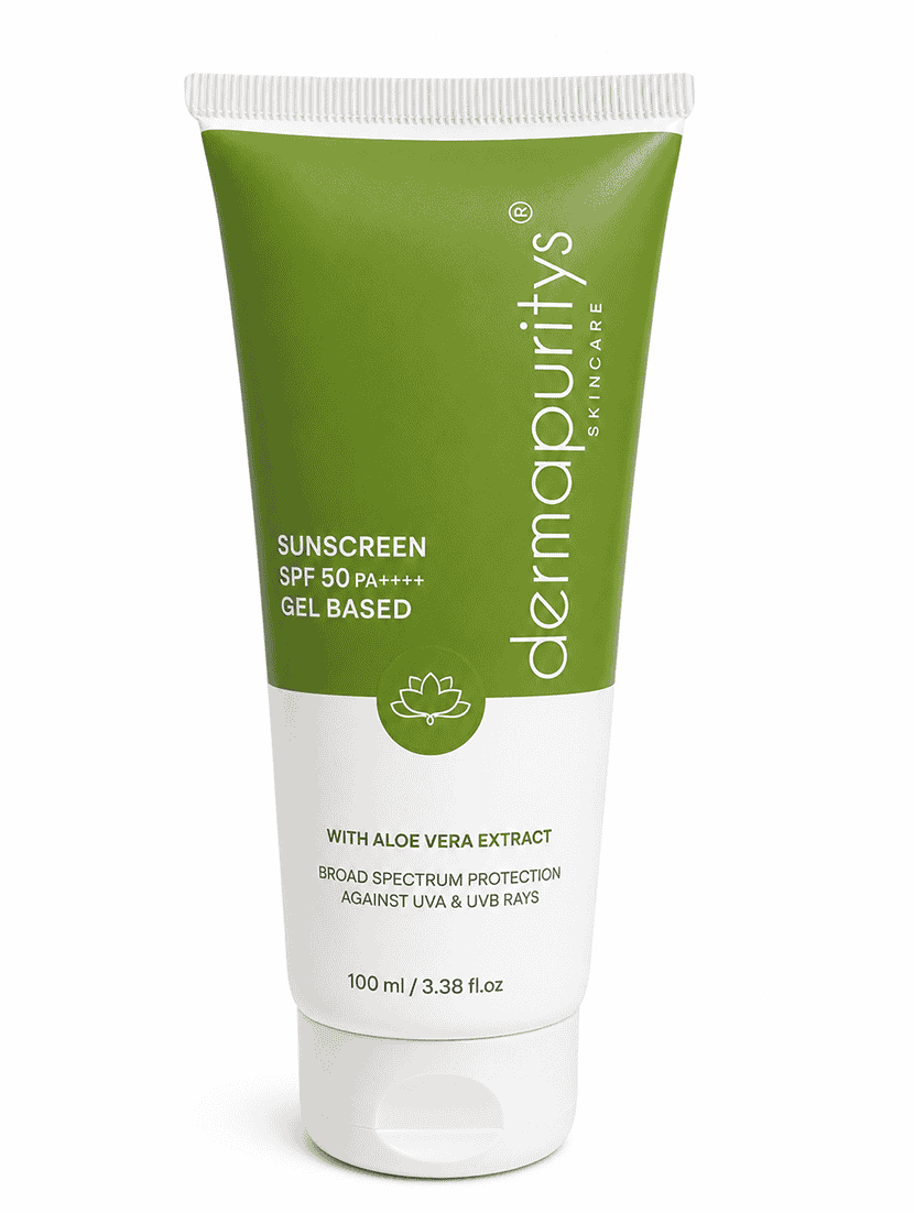 derma puritys sunscreen spf 50 gel based with aloe vera extract