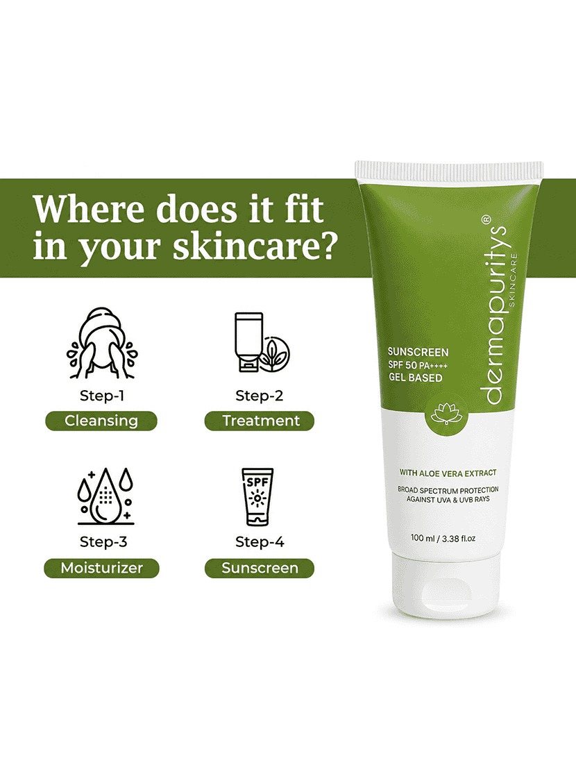 derma puritys sunscreen spf 50 gel based with aloe vera extract - 22603754 -  Standard Image - 3