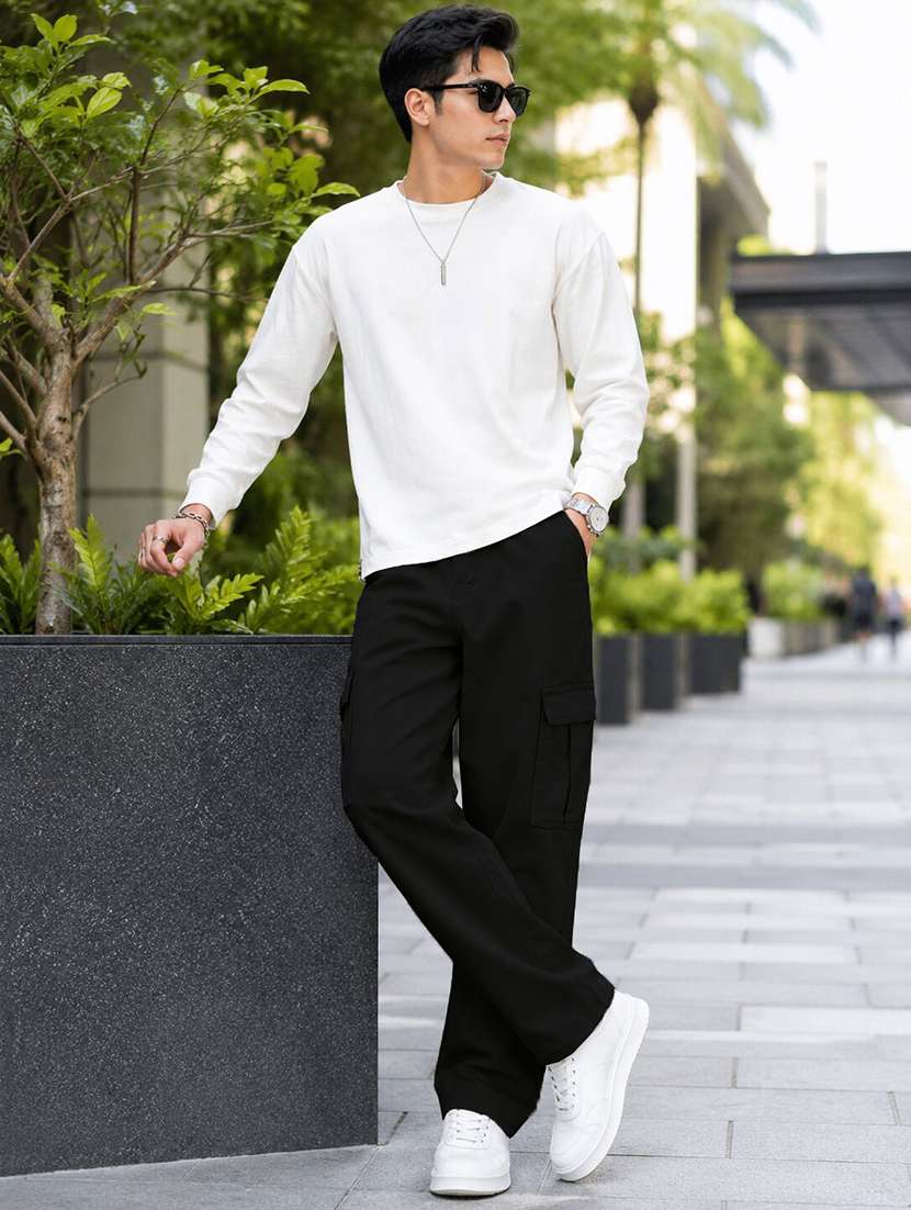 men solid mid rise relaxed fit cargo pant - 22603848 -  Standard Image - 5