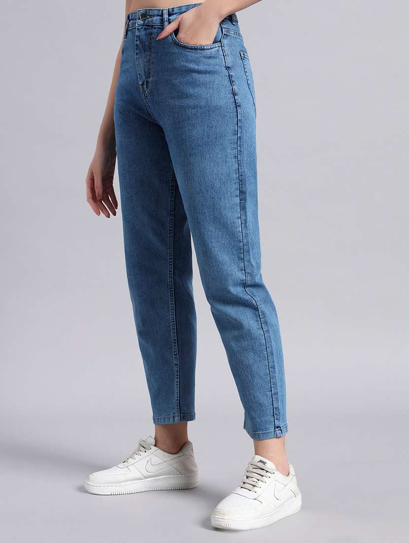 women solid high rise mom fit jeans - 22603862 -  Standard Image - 3