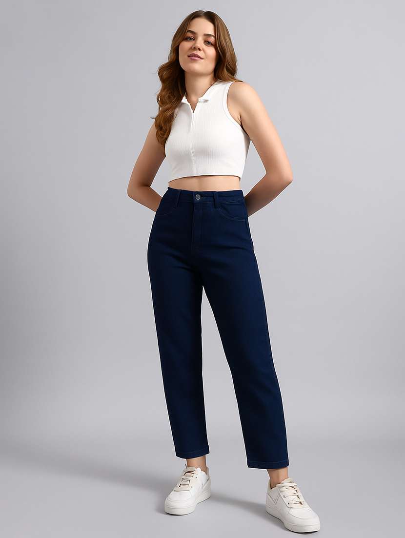 women solid high rise mom fit jeans - 22603863 -  Standard Image - 3