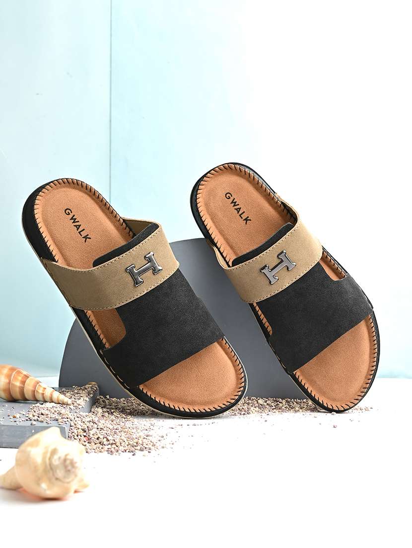 men colourblocked slip on sandal