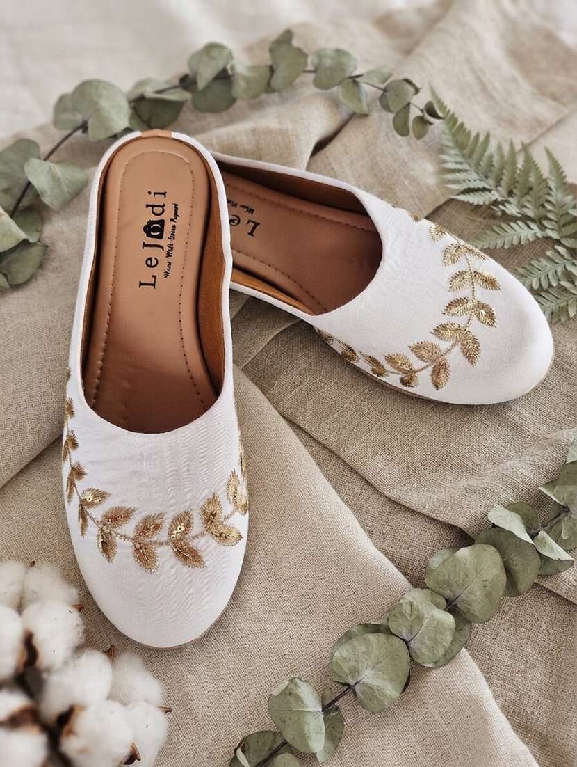 women embroidered slip on mules