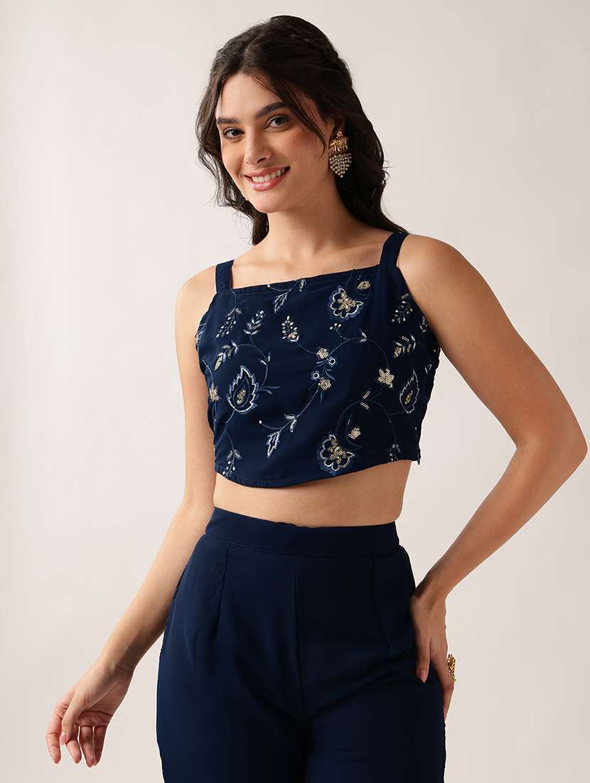 women embroidered sleeveless top and trouser co-ord set - 22604051 -  Standard Image - 5