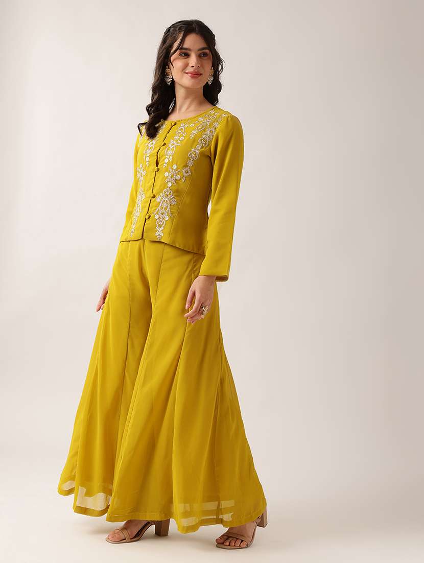 women embroidered long sleeves ethnic co-ord set - 22604052 -  Standard Image - 3