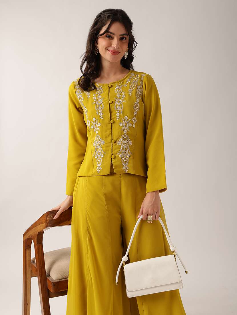women embroidered long sleeves ethnic co-ord set - 22604052 -  Standard Image - 5