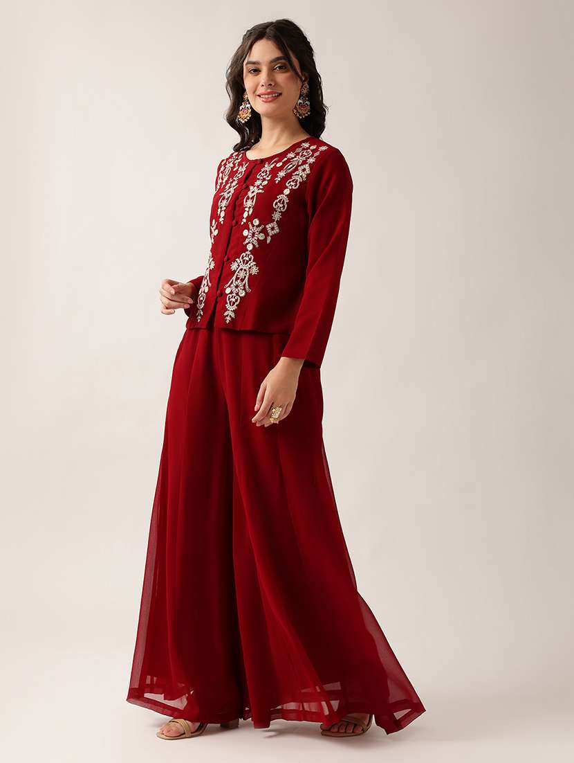 women embroidered long sleeves ethnic co-ord set - 22604053 -  Standard Image - 3