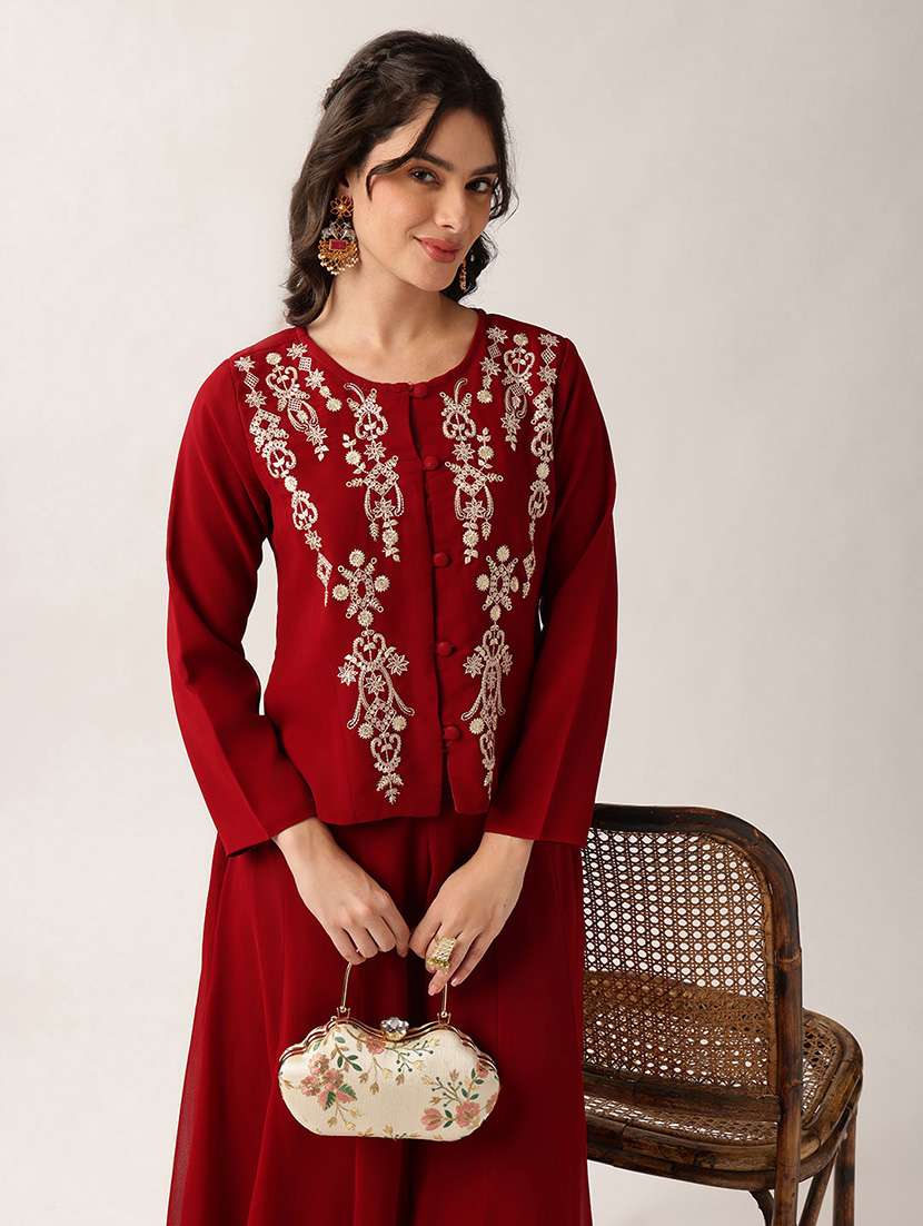 women embroidered long sleeves ethnic co-ord set - 22604053 -  Standard Image - 5