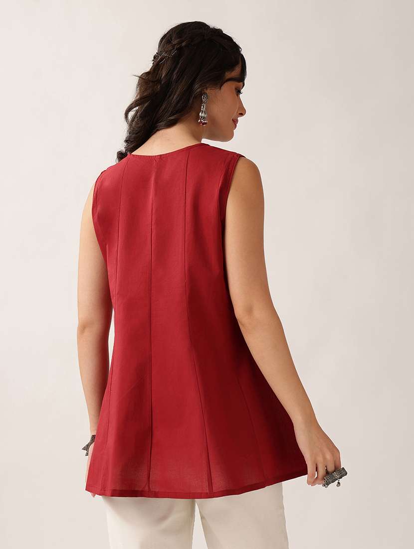 Women Embroidered Sleeveless A-line Tunic - 22604069 -  Standard Image - 3