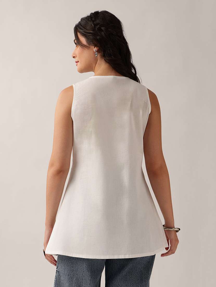 women embroidered sleeveless a-line tunic - 22604075 -  Standard Image - 3