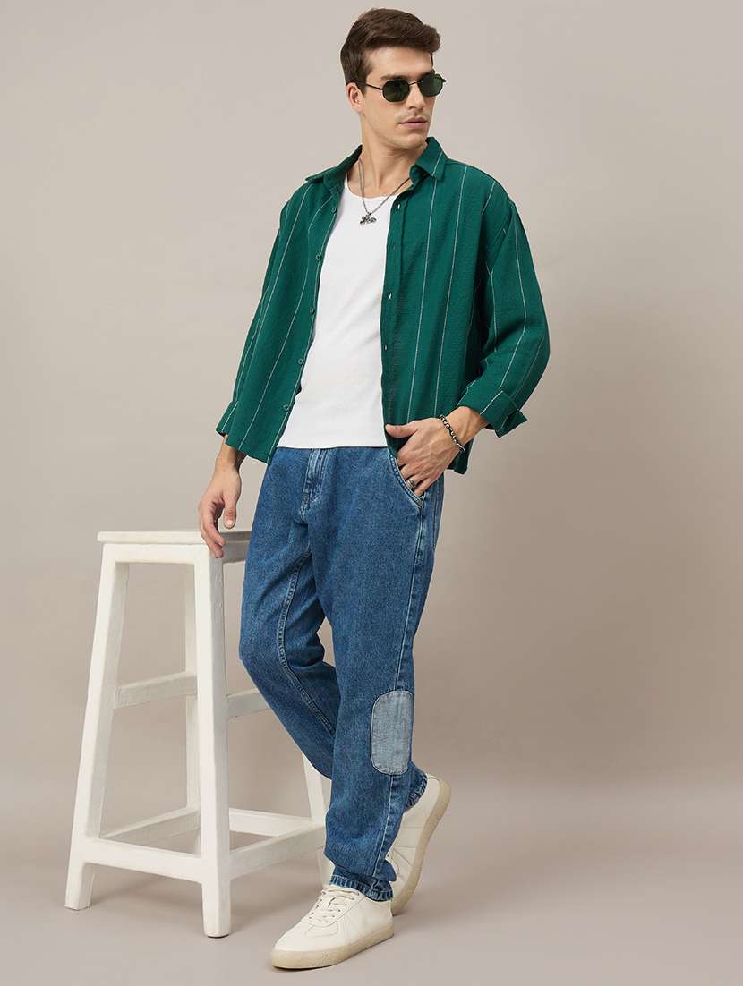 men striped short sleeve oversized casual shirt - 22604082 -  Standard Image - 5