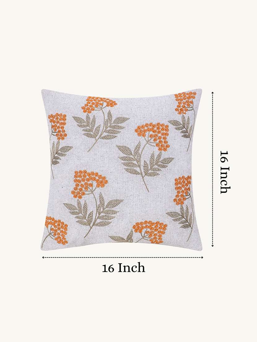 floral embroidered cotton cushion cover with zip closure - 22604097 -  Standard Image - 3