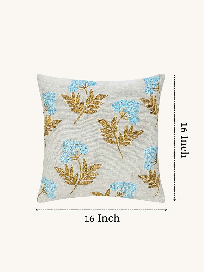 floral embroidered cotton cushion cover with zip closure - 22604098 -  Standard Image - 3