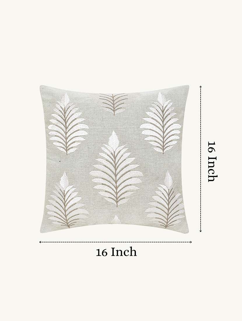 floral embroidered cotton cushion cover with zip closure - 22604099 -  Standard Image - 3