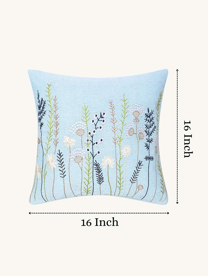 floral embroidered cotton cushion cover with zip closure - 22604101 -  Standard Image - 3