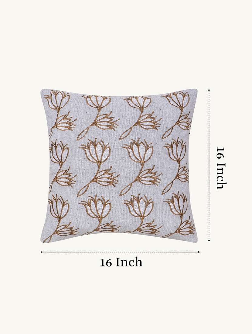 floral embroidered cotton cushion cover with zip closure - 22604103 -  Standard Image - 3