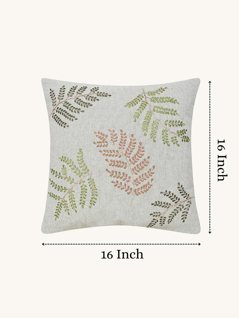 Floral Embroidered Cotton Cushion Cover With Zip Closure - 22604107 -  Standard Image - 3