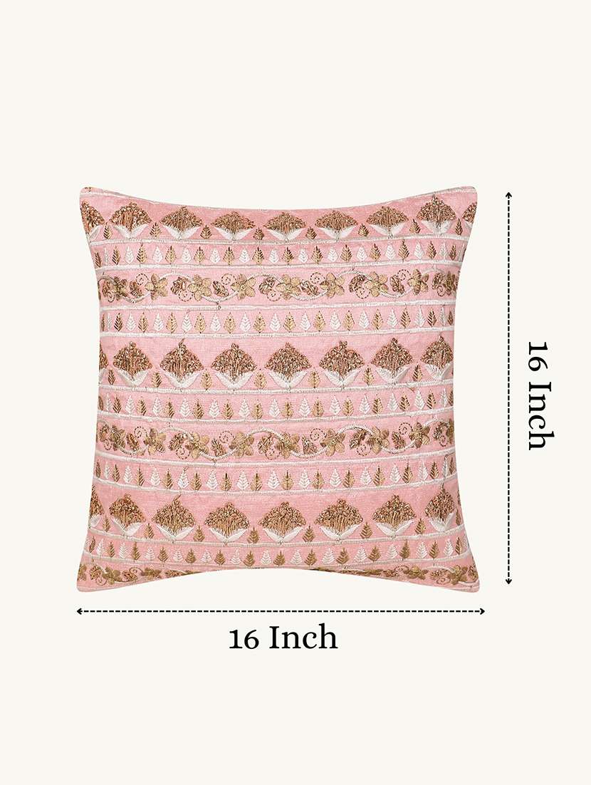floral embroidered cotton cushion cover with zip closure - 22604109 -  Standard Image - 3