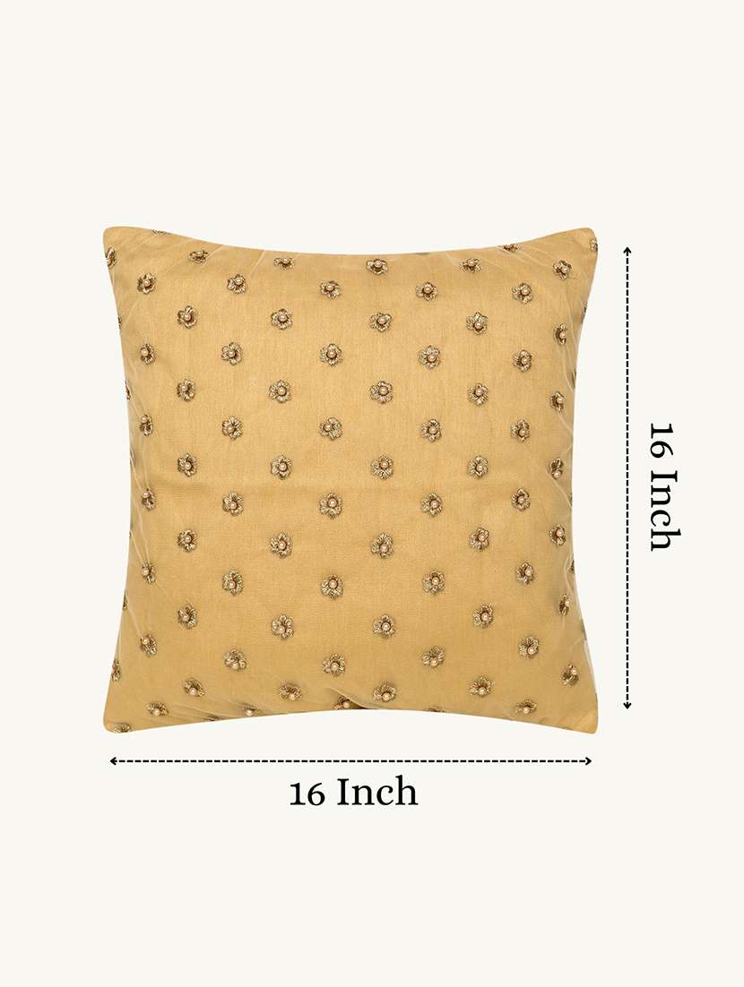 floral embroidered cotton cushion cover with zip closure - 22604110 -  Standard Image - 3